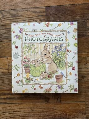 Baby Photographs Keepsake Photo Album - Floral Bunny Design - White